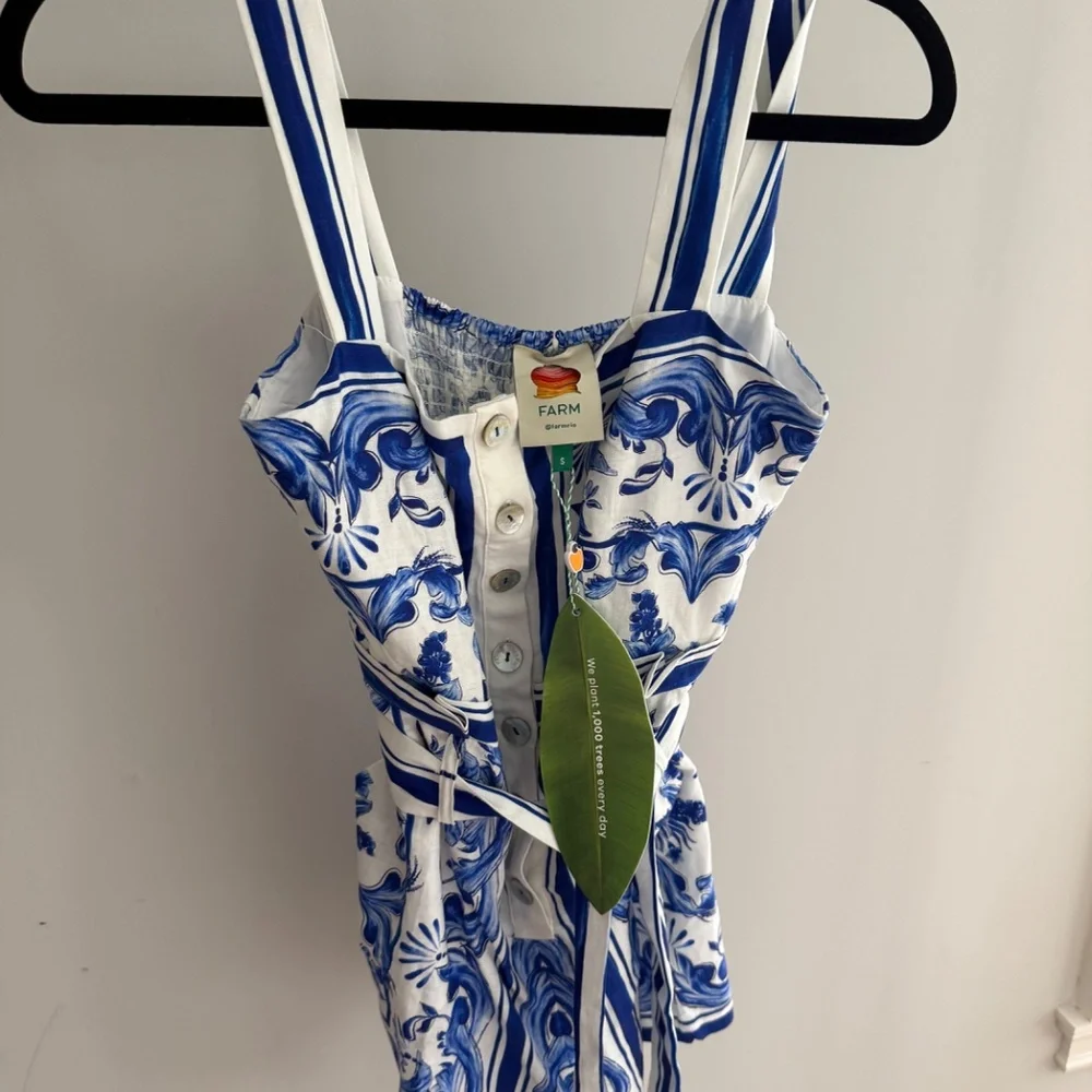 Farm Rio Blue and White Romper - Picture 4 of 8